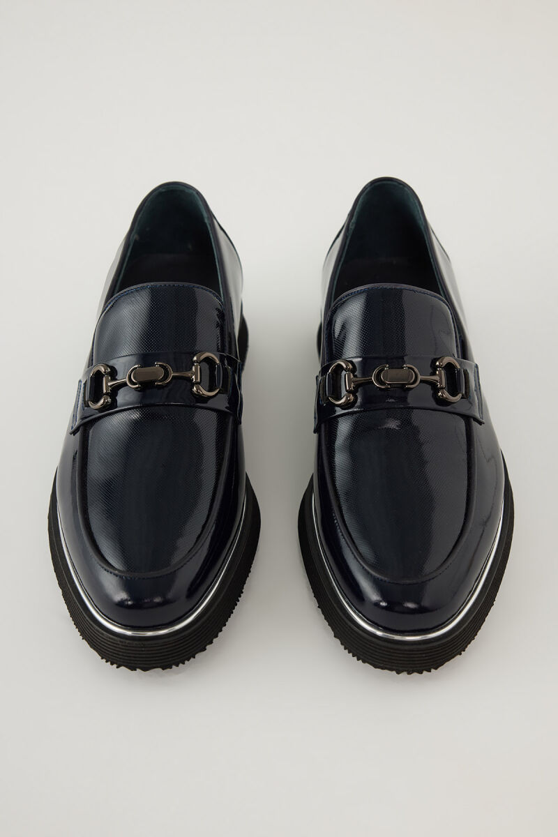 Erkek Lacivert Eva Taban Tokalı Rugan Ayakkabı - 3