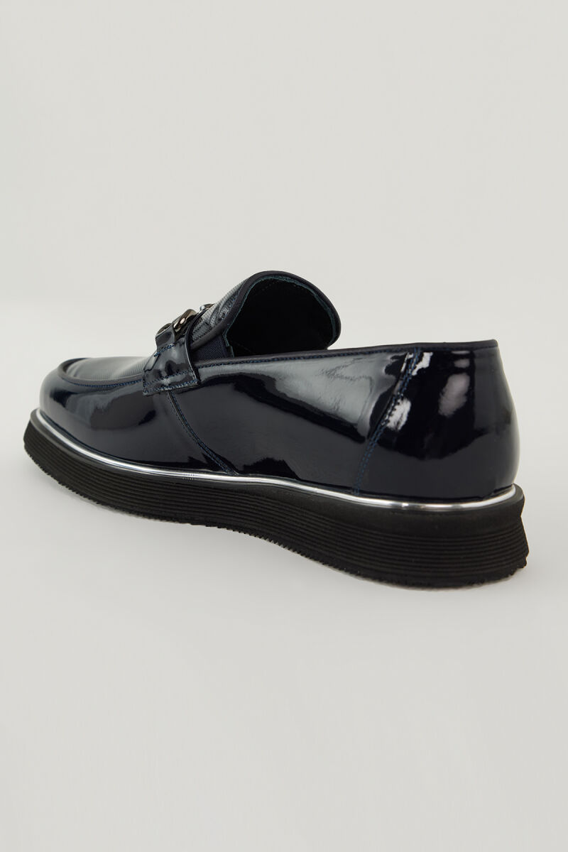 Erkek Lacivert Eva Taban Tokalı Rugan Ayakkabı - 4