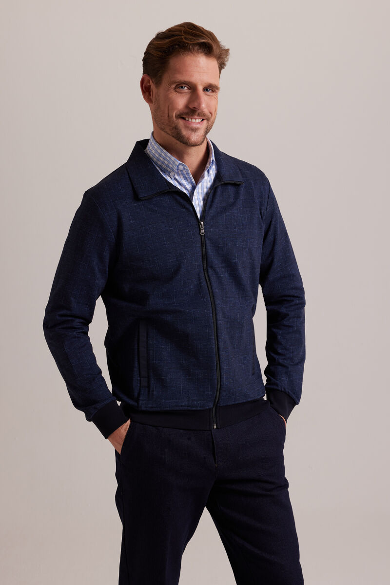 Erkek Lacivert Fermuarlı Sweatshirt Hırka - 3