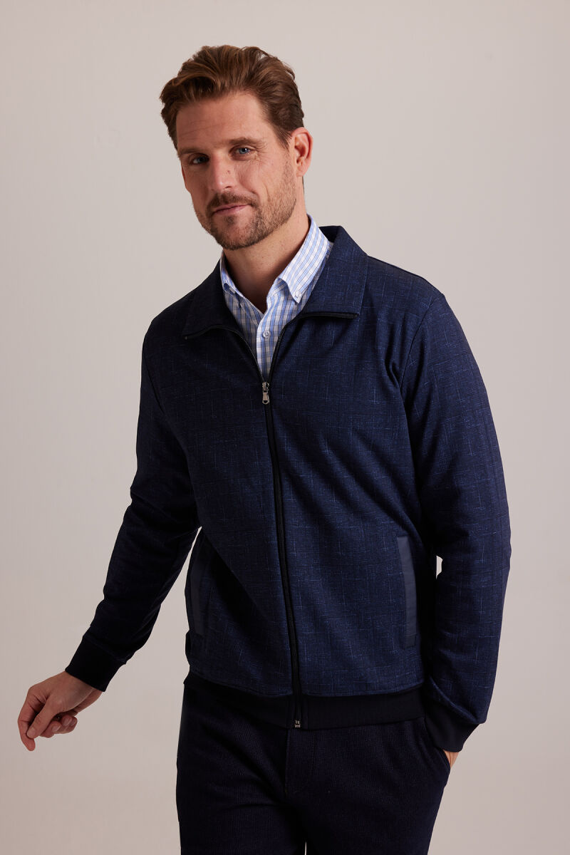 Erkek Lacivert Fermuarlı Sweatshirt Hırka - 4