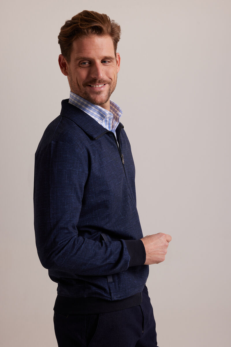 Erkek Lacivert Fermuarlı Sweatshirt Hırka - 5