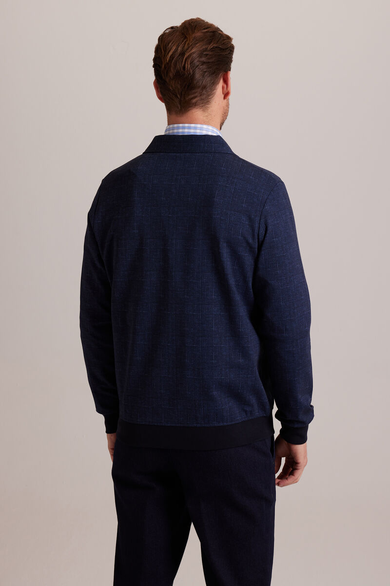 Erkek Lacivert Fermuarlı Sweatshirt Hırka - 6
