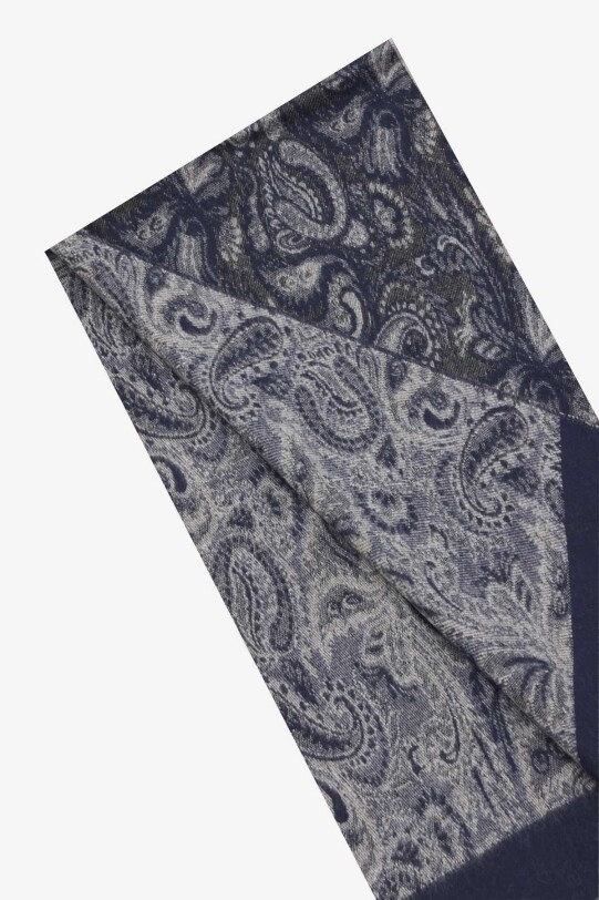 Erkek Lacivert Gri Desenli Kaşkol - YSF (1)