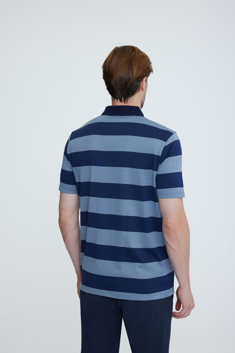 Erkek Lacivert Gri Polo Yaka T-shirt - 6