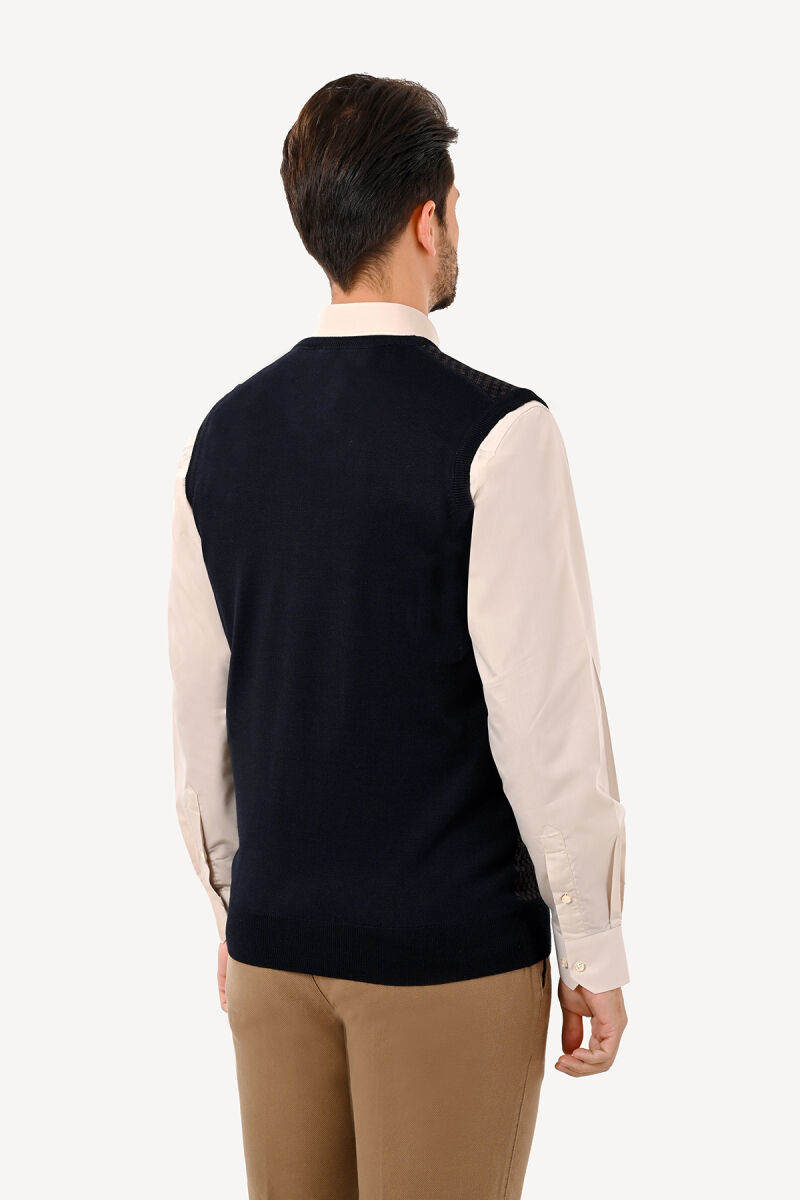 Erkek Lacivert Kahve Klasik Desenli Süveter - 5