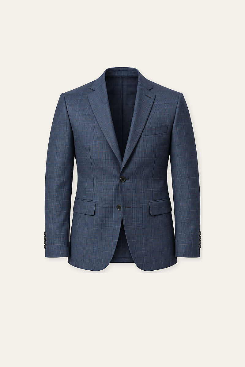 Erkek Lacivert Kareli Slim Fit Ekose Takım Elbise - 2