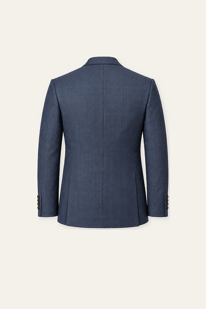 Erkek Lacivert Kareli Slim Fit Ekose Takım Elbise - 12