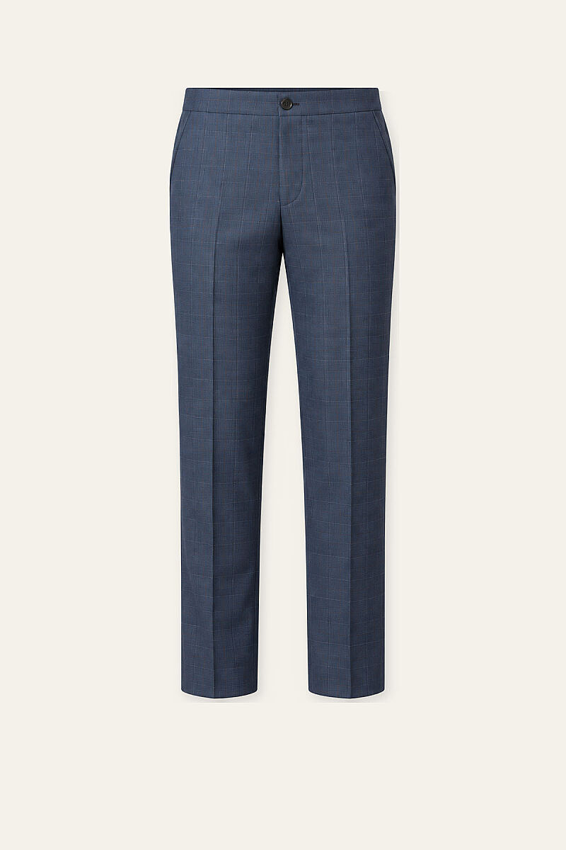 Erkek Lacivert Kareli Slim Fit Ekose Takım Elbise - 11