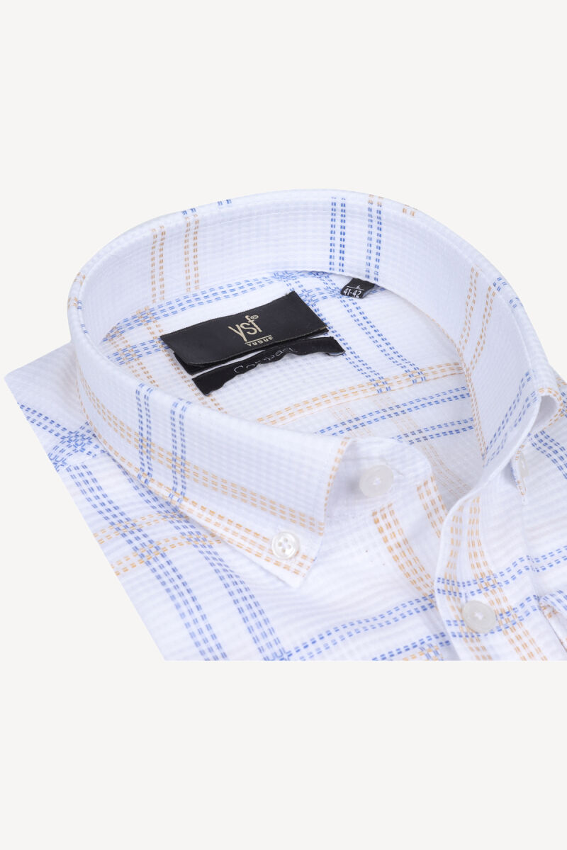 Erkek Lacivert Kareli Slim Fit Gömlek - 2