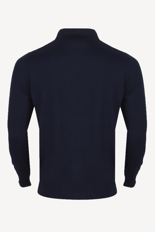 Erkek Lacivert Polo Yaka Klasik Triko