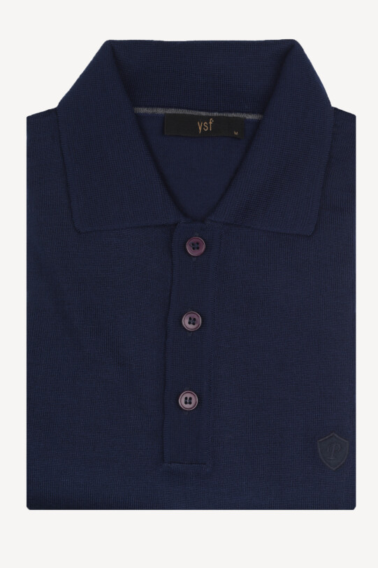 Erkek Lacivert Polo Yaka Klasik Triko