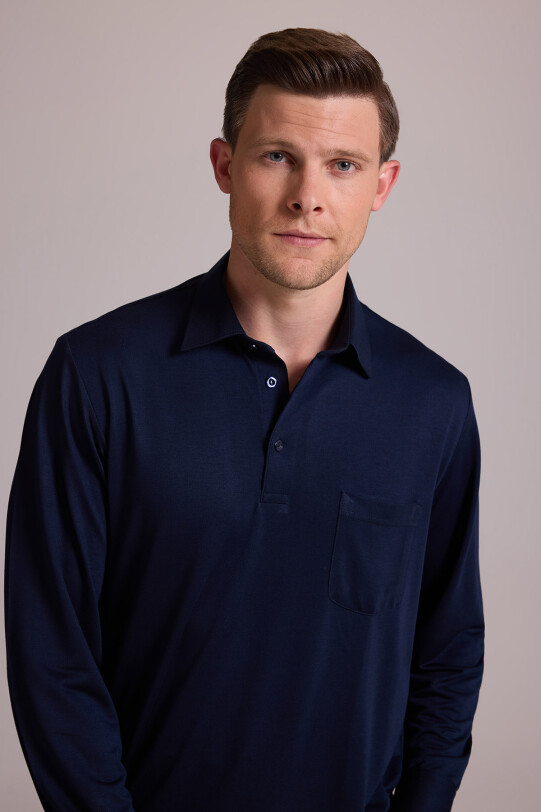 Erkek Lacivert Polo Yaka Sweatshirt