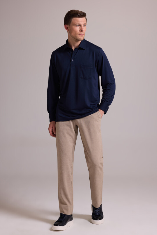 Erkek Lacivert Polo Yaka Sweatshirt