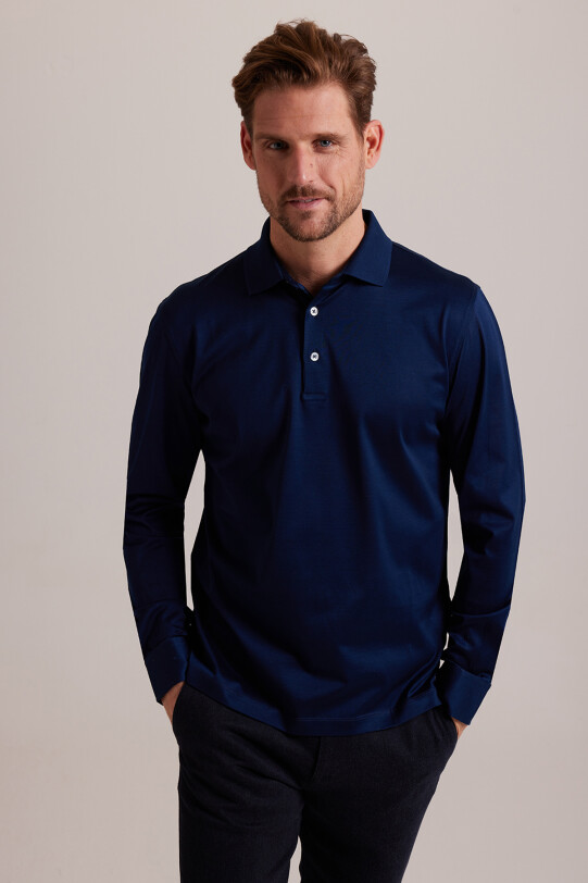 Erkek Lacivert Polo Yaka Sweatshirt