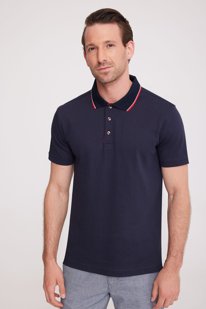 Erkek Lacivert Polo Yaka T-Shirt - 2