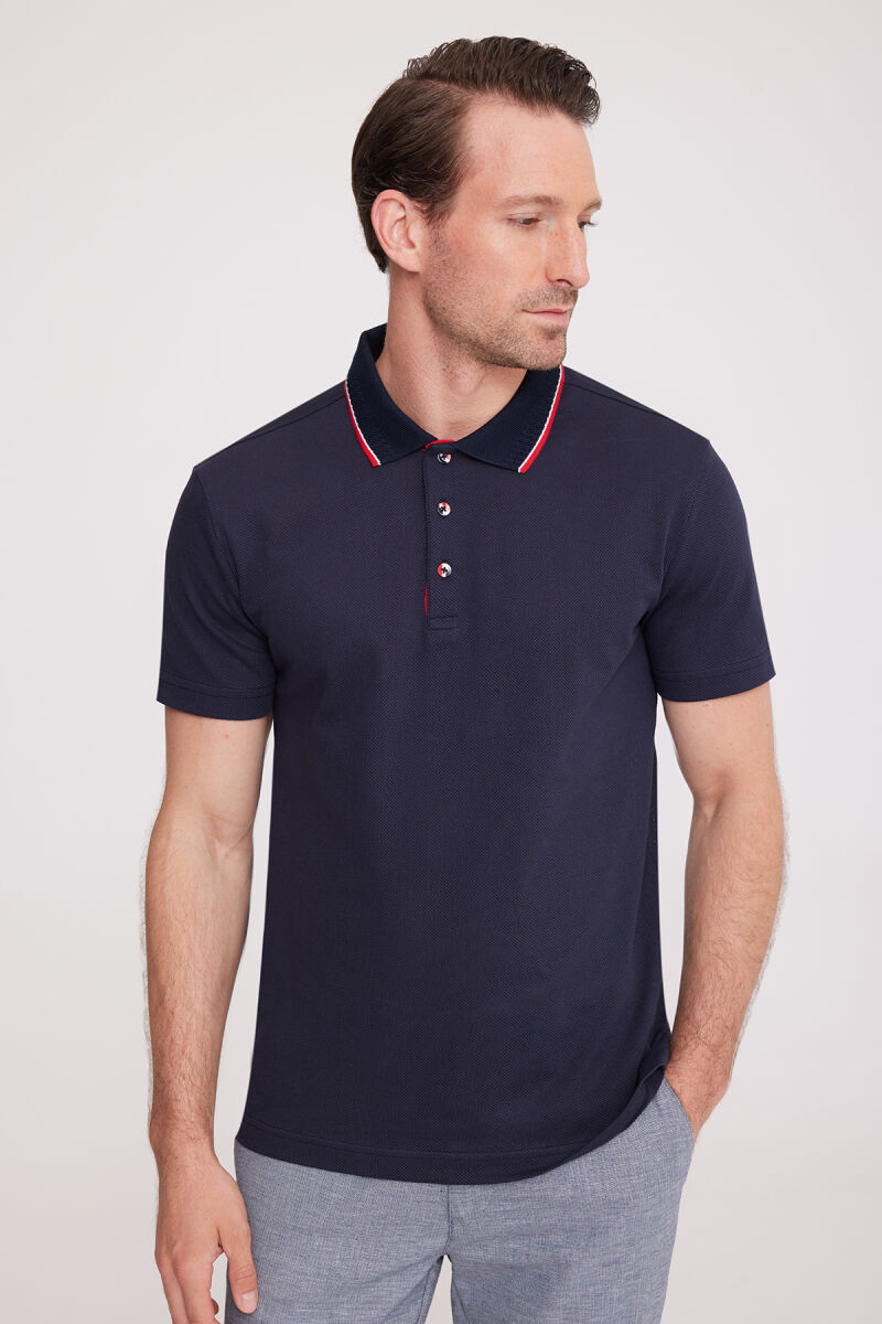 Erkek Lacivert Polo Yaka T-Shirt - 1