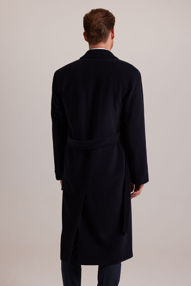 Erkek Lacivert Regular Fit %100 Kaşmir Loro Piana Palto - 10