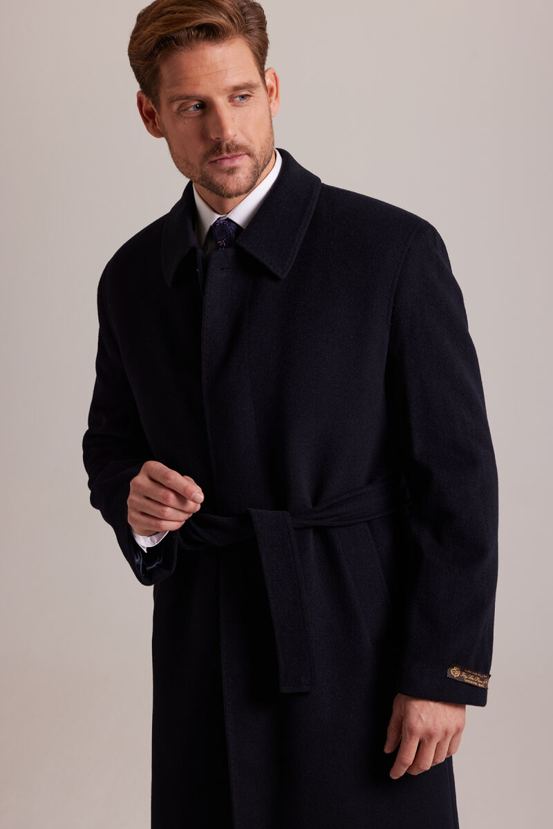 Erkek Lacivert Regular Fit %100 Kaşmir Loro Piana Palto - 5