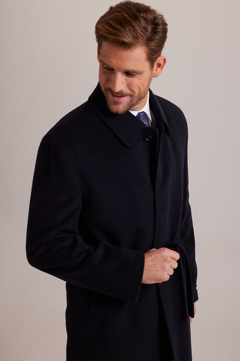 Erkek Lacivert Regular Fit %100 Kaşmir Loro Piana Palto - 6