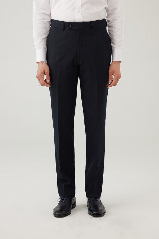 Erkek Lacivert Regular Fit %100 Yün Kumaş Pantolon