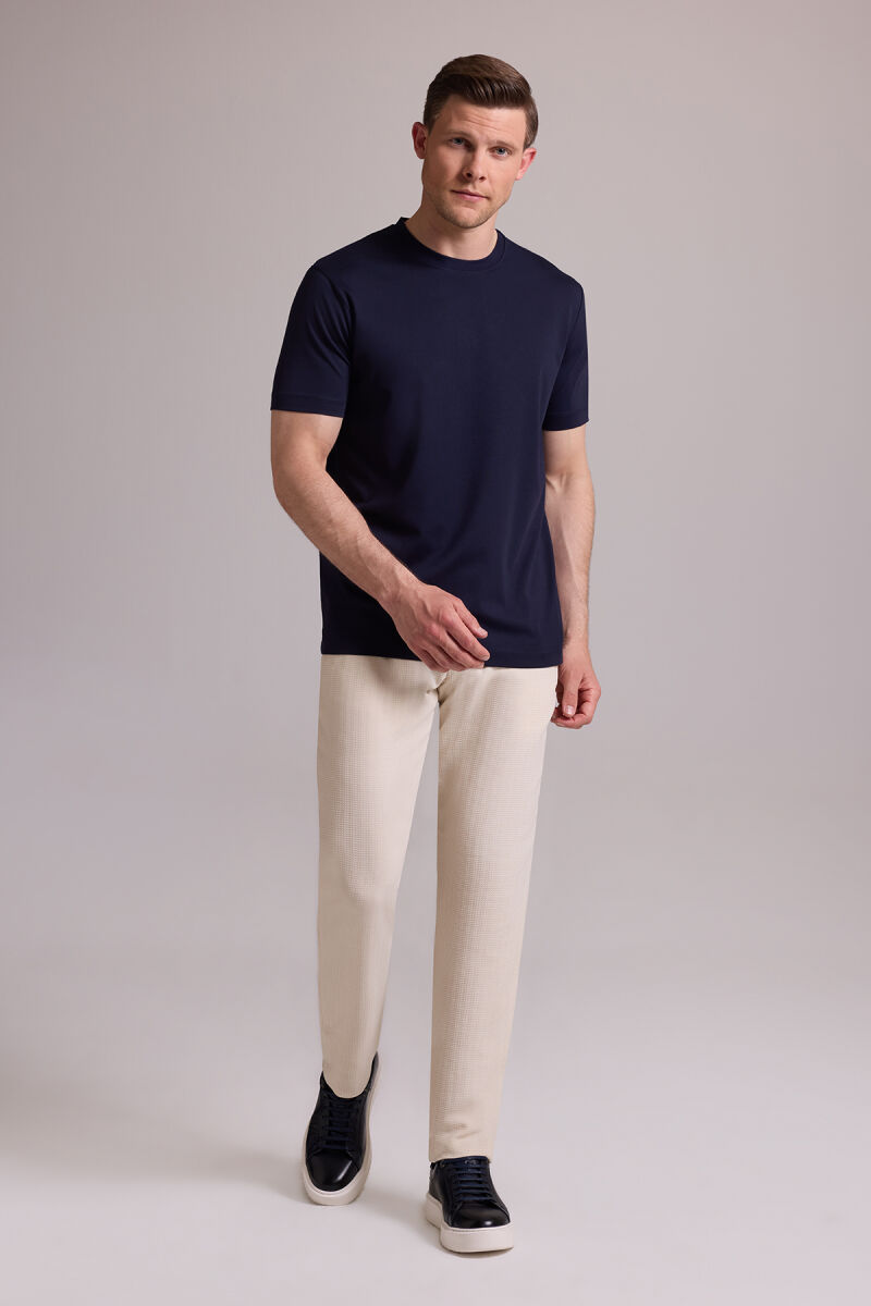 Erkek Lacivert Regular Fit Bisiklet Yaka T-shirt - 3