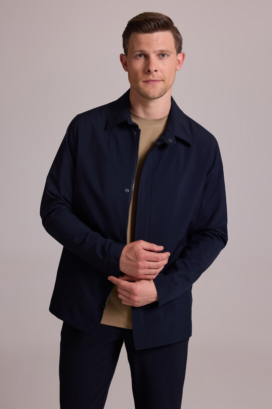 Erkek Lacivert Regular Fit Gömlek Yaka Yazlık Mont