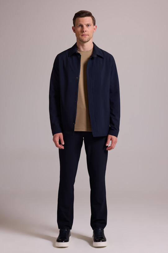 Erkek Lacivert Regular Fit Gömlek Yaka Yazlık Mont