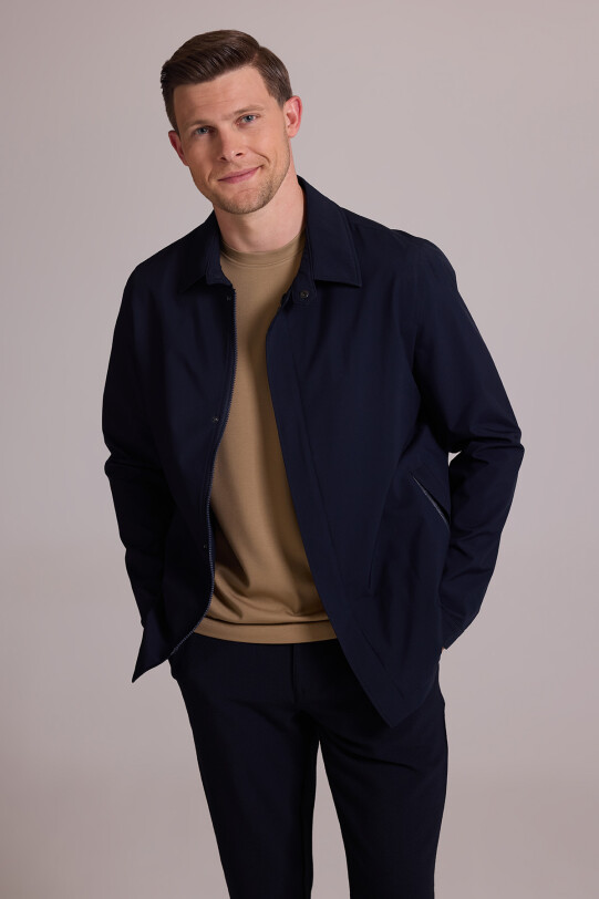 Erkek Lacivert Regular Fit Gömlek Yaka Yazlık Mont