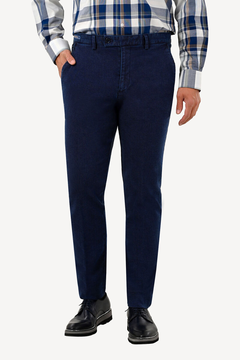 Erkek Lacivert Regular Fit Kanvars Pantolon - 1