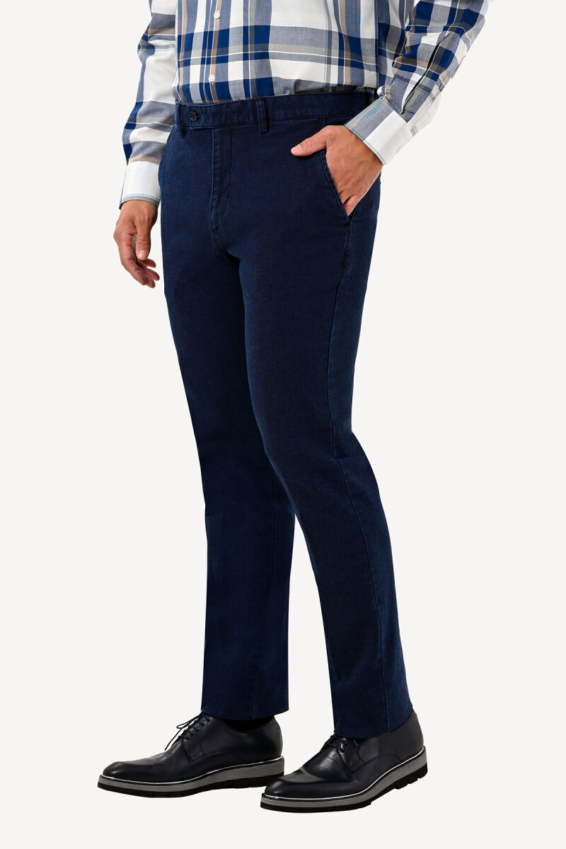 Erkek Lacivert Regular Fit Kanvars Pantolon - 2