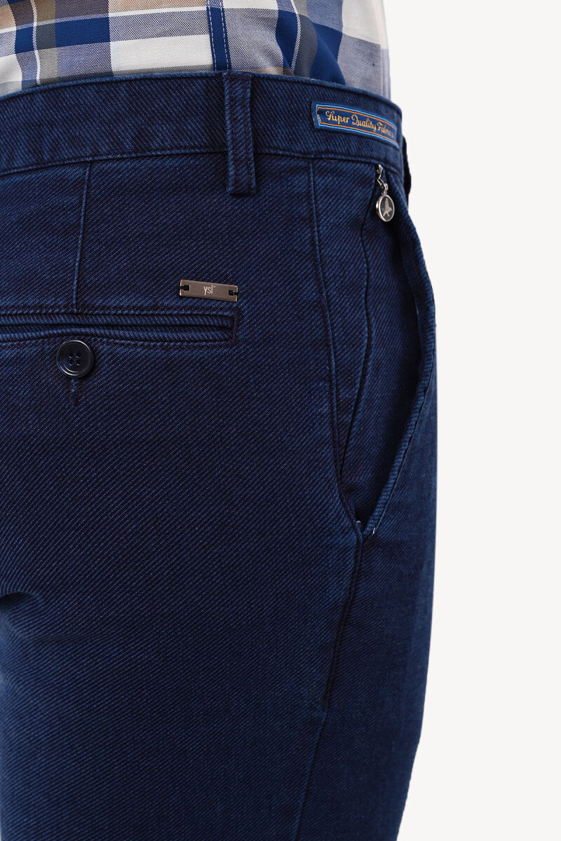 Erkek Lacivert Regular Fit Kanvars Pantolon - 4