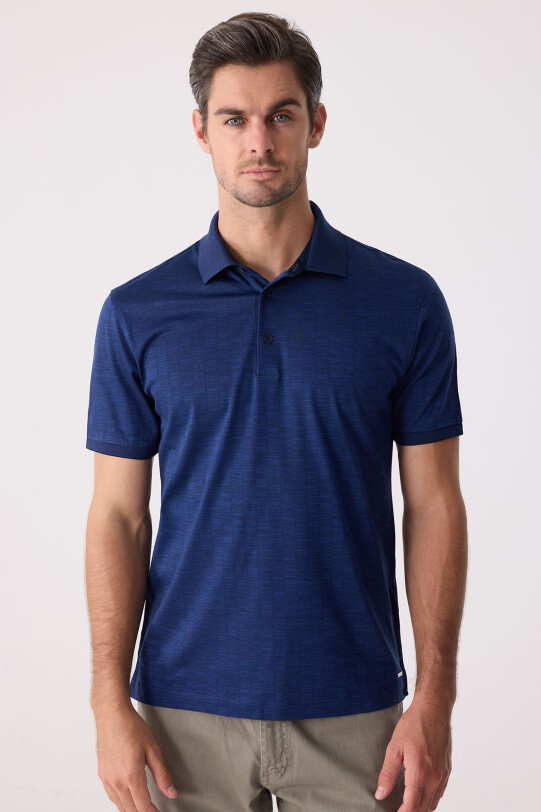 Erkek Lacivert Regular Fit Merserize Polo Yaka Tişört