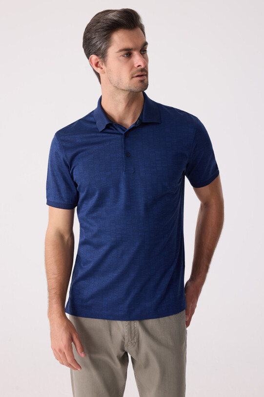 Erkek Lacivert Regular Fit Merserize Polo Yaka Tişört