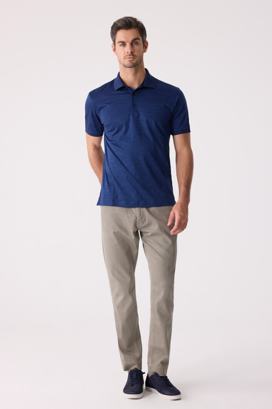Erkek Lacivert Regular Fit Merserize Polo Yaka Tişört