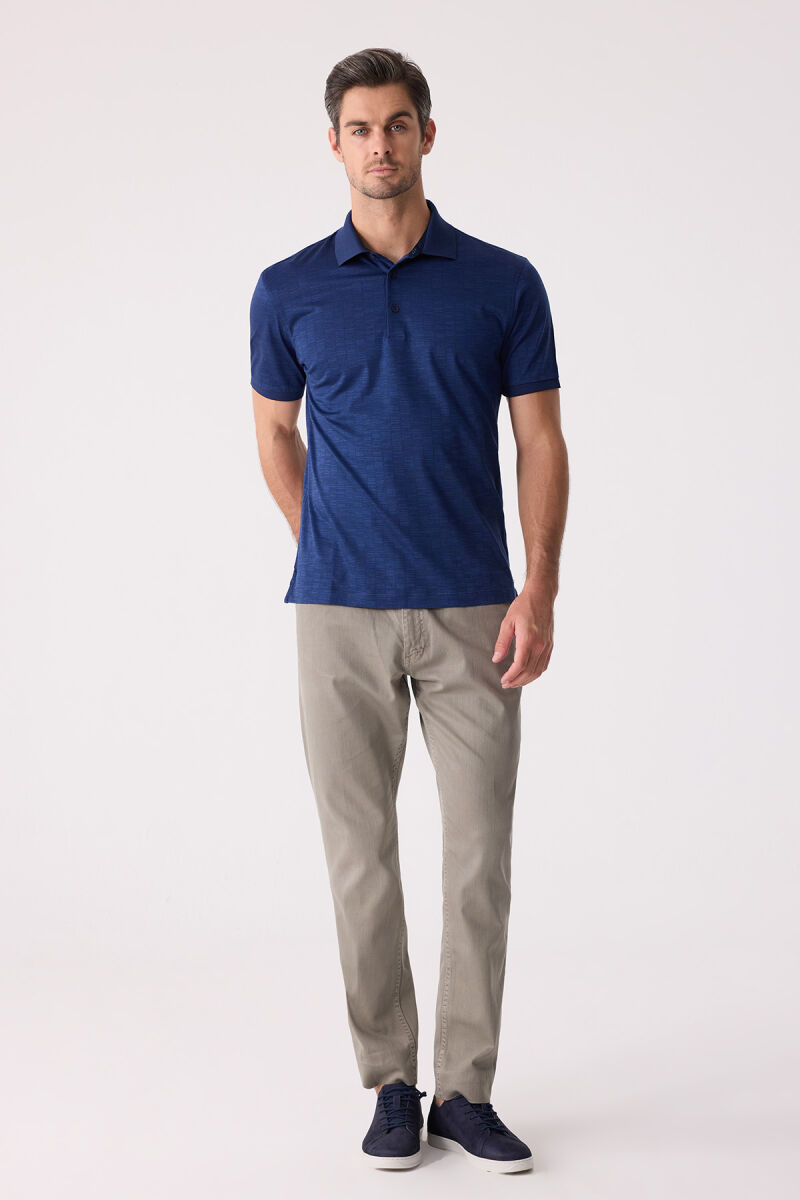 Erkek Lacivert Regular Fit Merserize Polo Yaka Tişört - 3