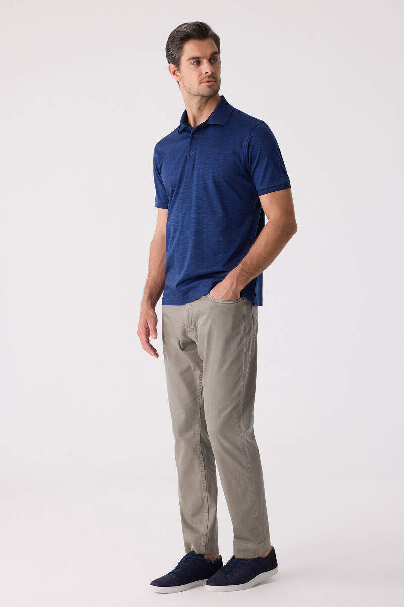 Erkek Lacivert Regular Fit Merserize Polo Yaka Tişört - 4