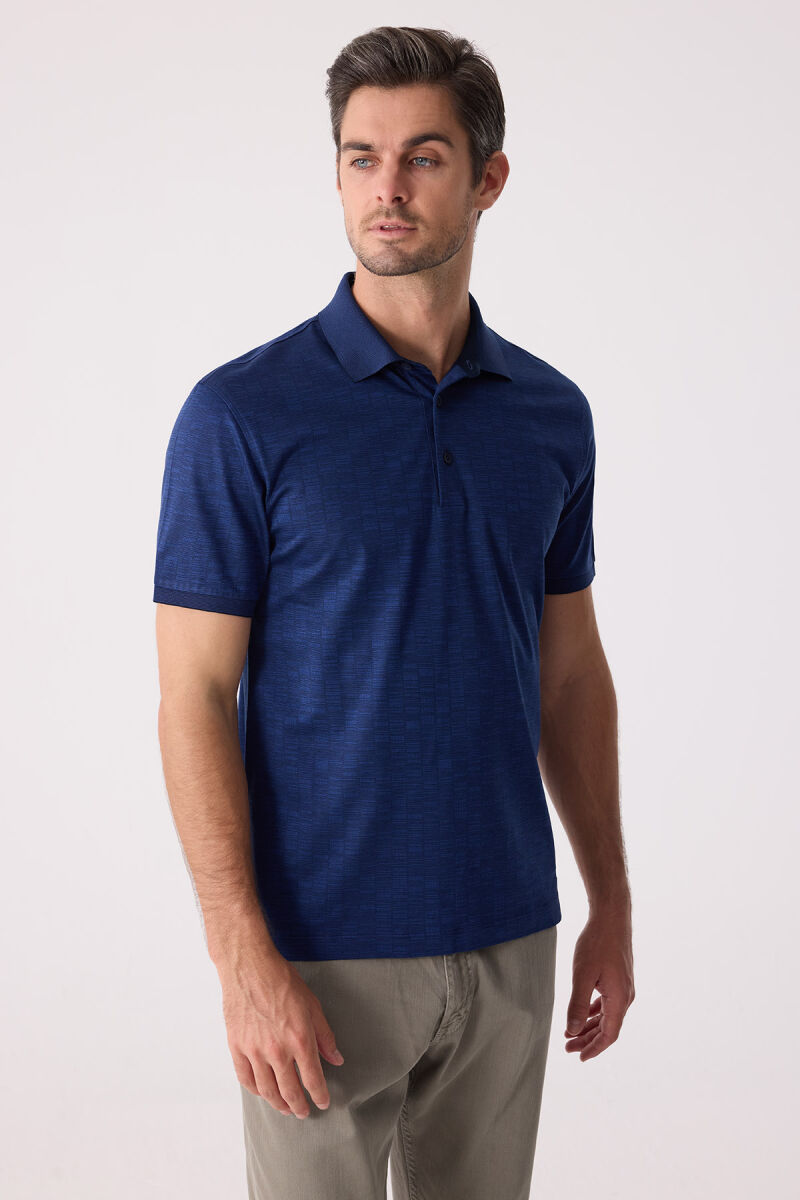 Erkek Lacivert Regular Fit Merserize Polo Yaka Tişört - 5