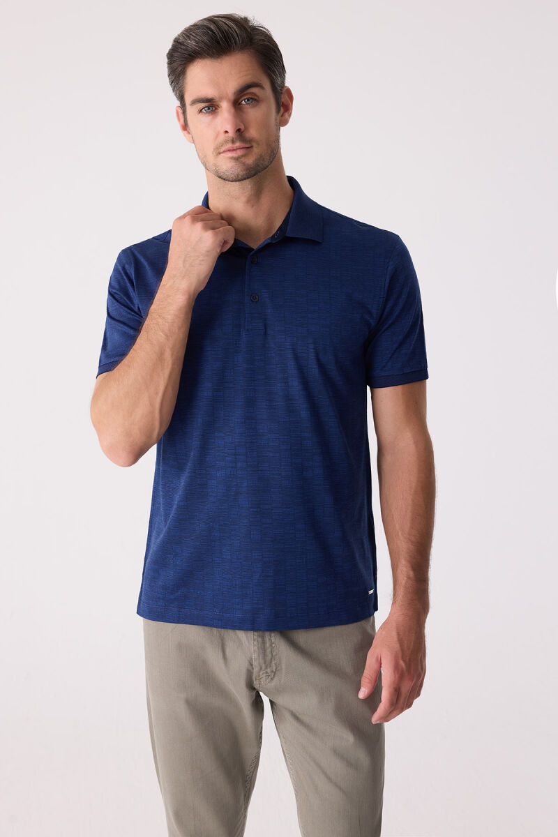 Erkek Lacivert Regular Fit Merserize Polo Yaka Tişört - 6