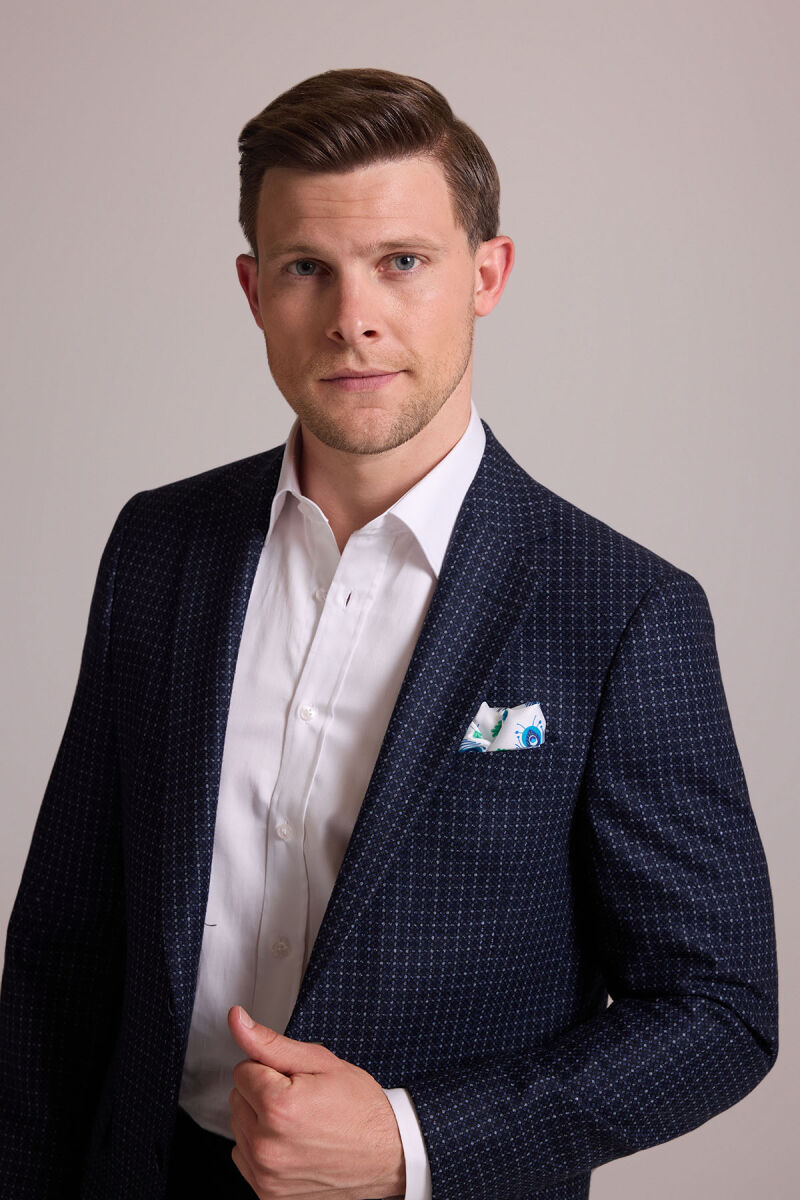 Erkek Lacivert Regular Fit Mono Yaka %100 Yün Ceket - 4