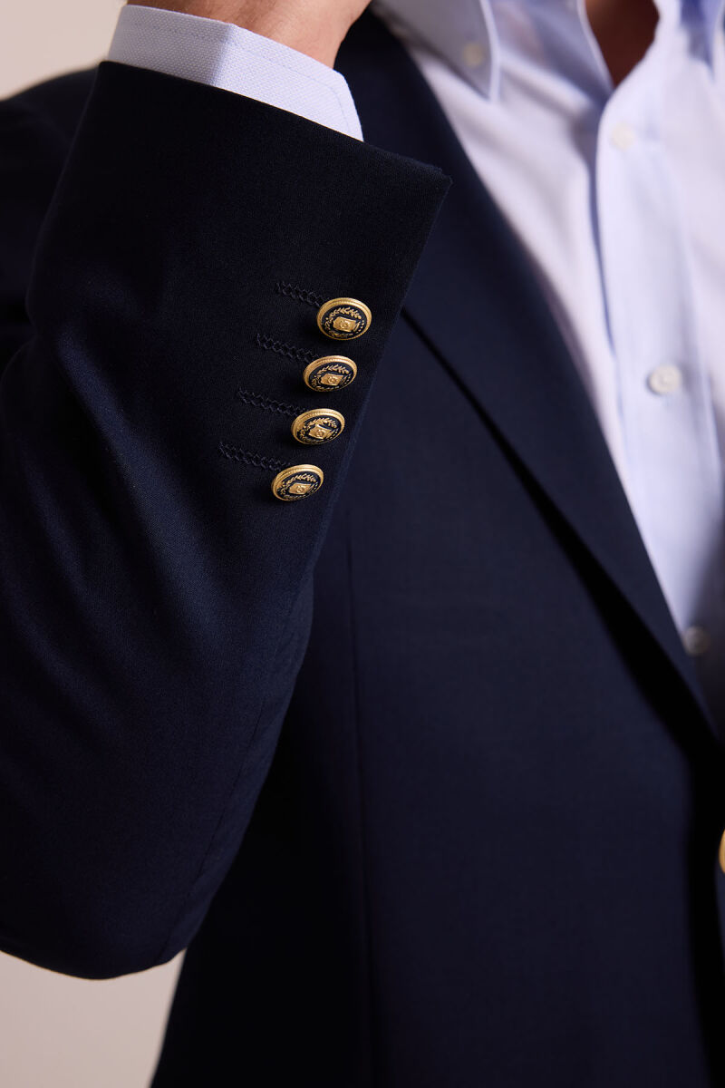 Erkek Lacivert Regular Fit Mono Yaka Likralı Blazer Ceket - 7