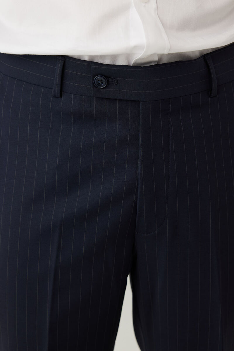 Erkek Lacivert Regular Fit Mono Yaka Yün Takım Elbise - 10