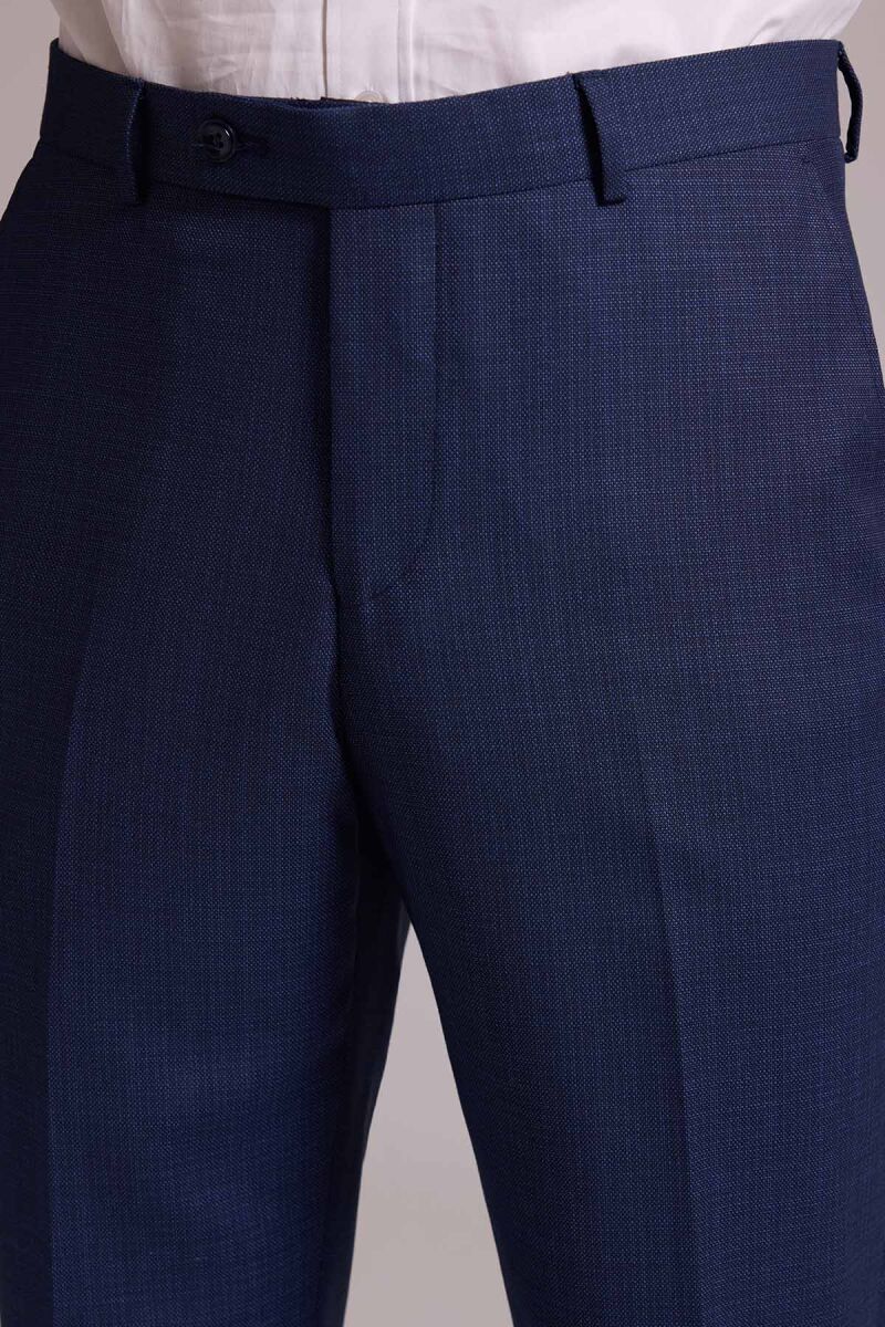 Erkek Lacivert Regular Fit Mono Yaka Yünlü Takım Elbise - 10