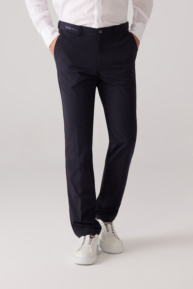Erkek Lacivert Regular Fit Paraşüt Kumaş Pantolon - 1