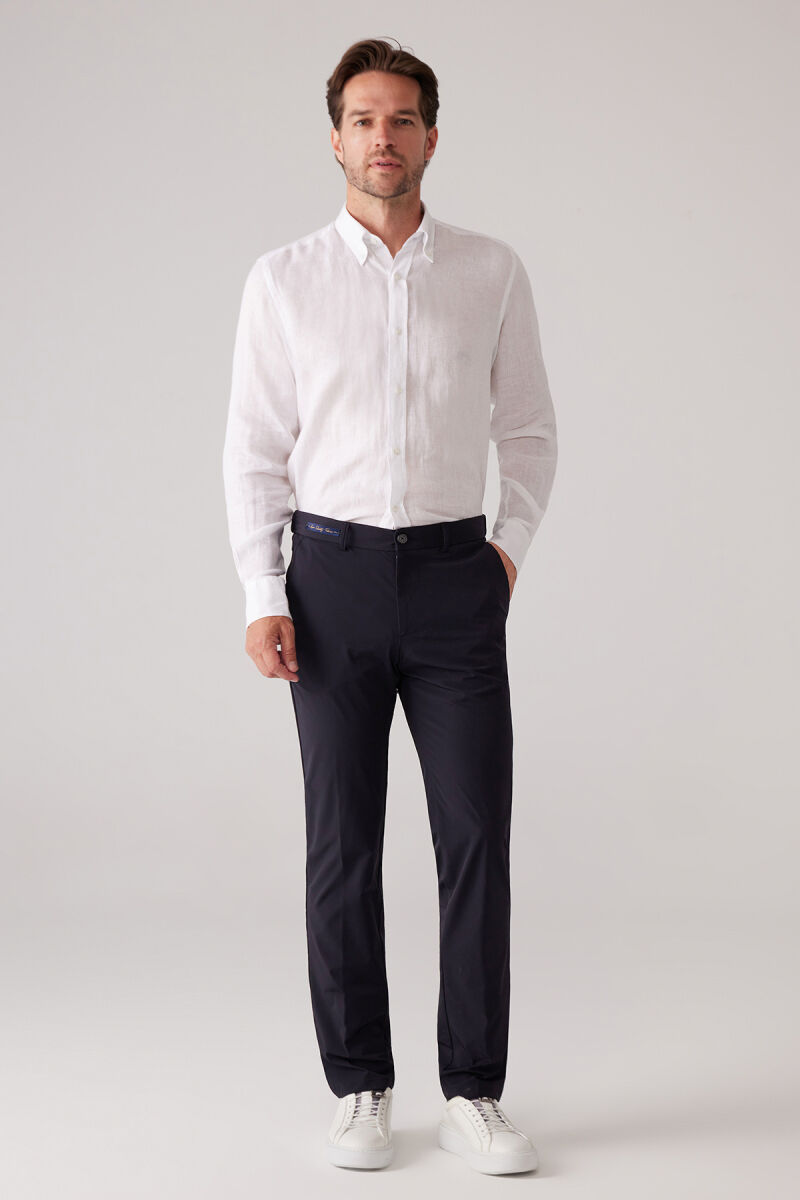 Erkek Lacivert Regular Fit Paraşüt Kumaş Pantolon - 4