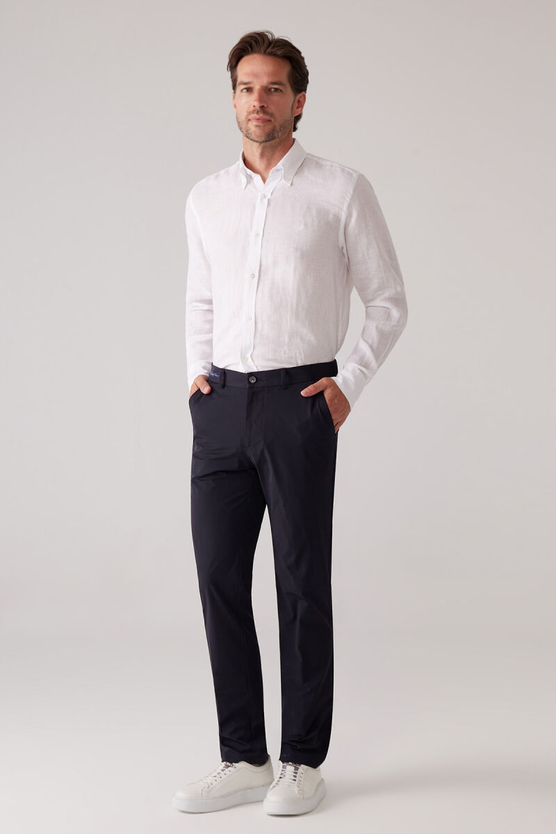 Erkek Lacivert Regular Fit Paraşüt Kumaş Pantolon - 5