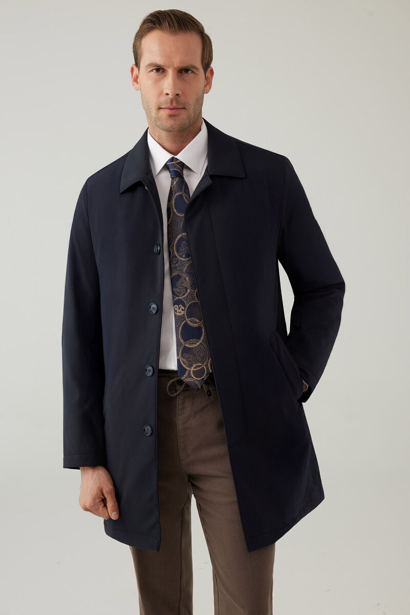 Erkek Lacivert Regular Fit Pardesü - 1