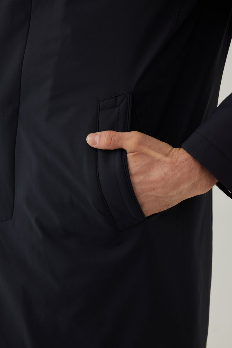 Erkek Lacivert Regular Fit Pardesü - 11