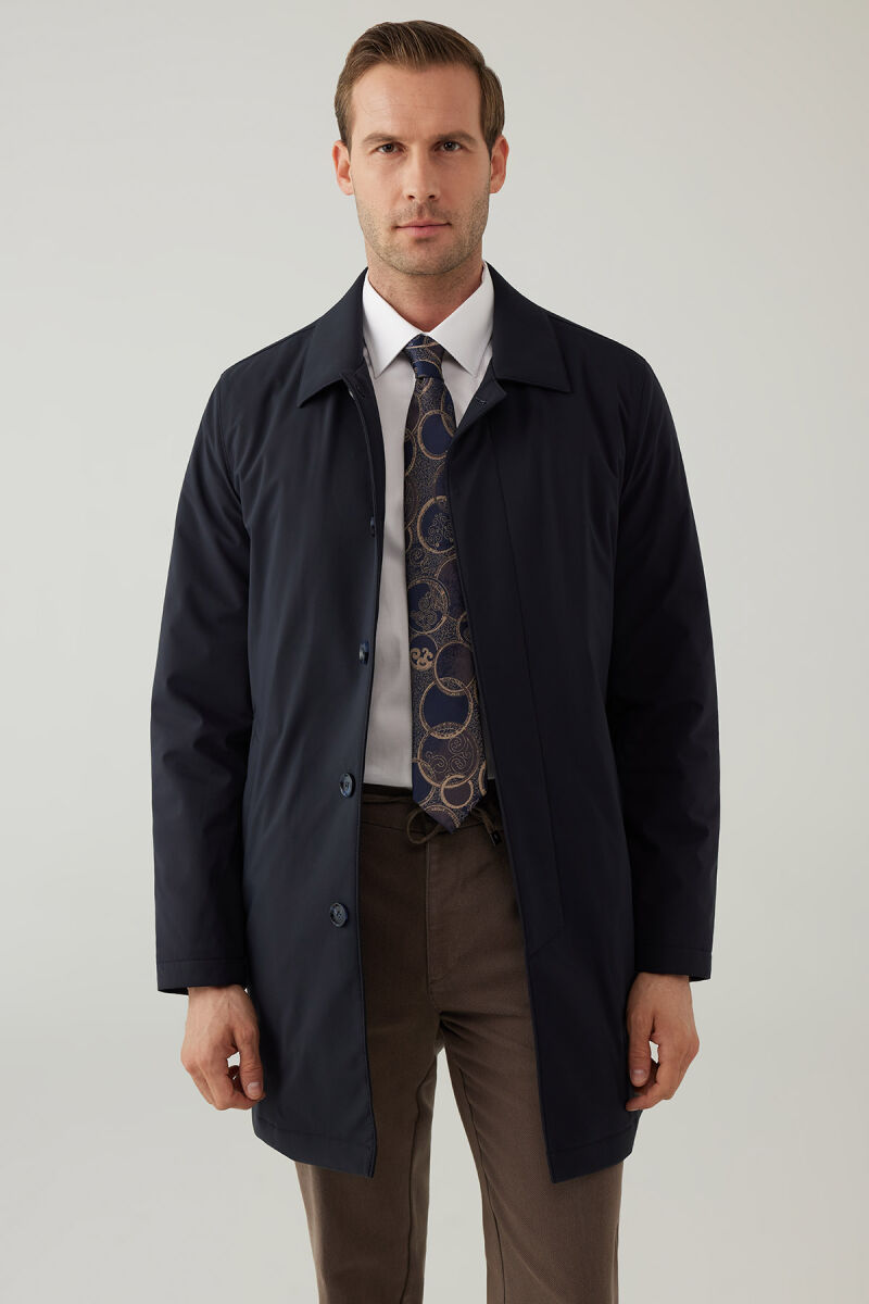 Erkek Lacivert Regular Fit Pardesü - 2