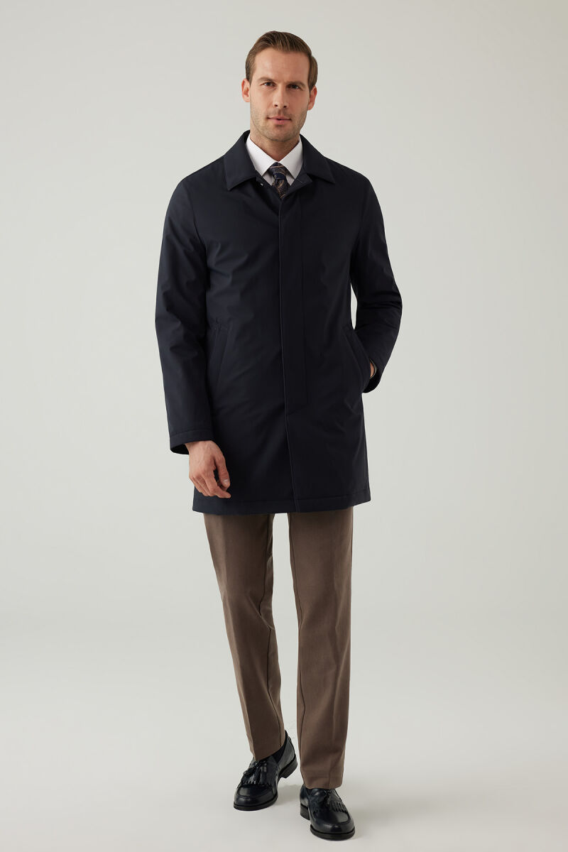 Erkek Lacivert Regular Fit Pardesü - 3