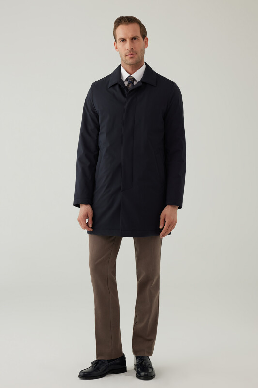 Erkek Lacivert Regular Fit Pardesü